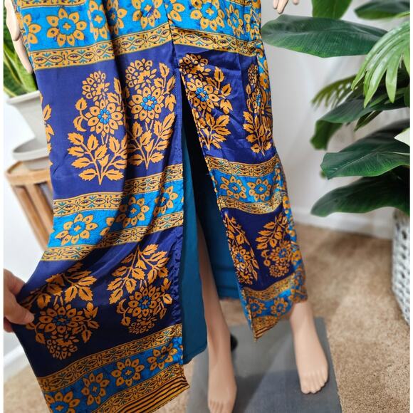 RAGA Bohemian Strapless Maxi Dress Size XS Orange and blue - Picture 4 of 9